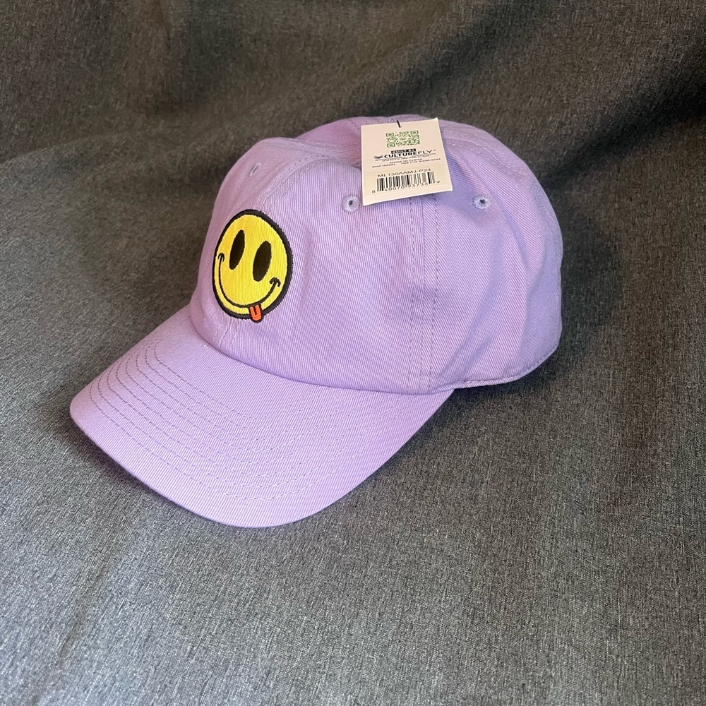 Culturefly Happy Face Baseball Hat Cap Purple Adult Adjustable Strap